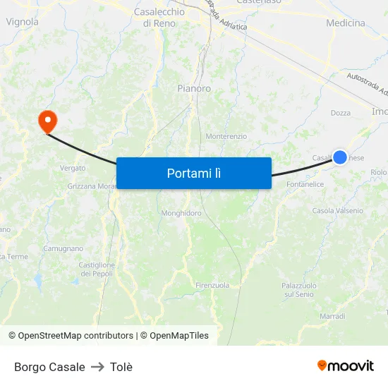 Borgo Casale to Tolè map
