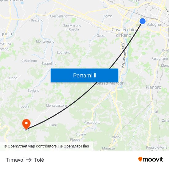 Timavo to Tolè map