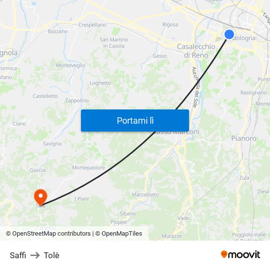 Saffi to Tolè map