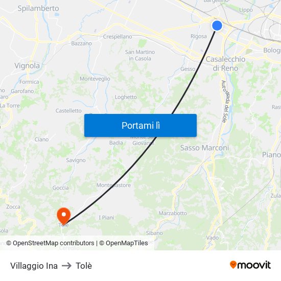 Villaggio Ina to Tolè map