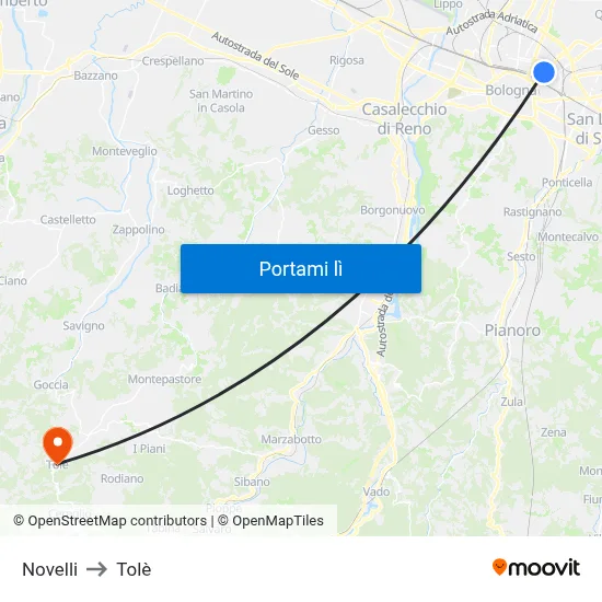 Novelli to Tolè map