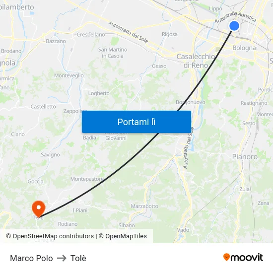 Marco Polo to Tolè map