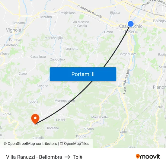 Villa Ranuzzi - Bellombra to Tolè map