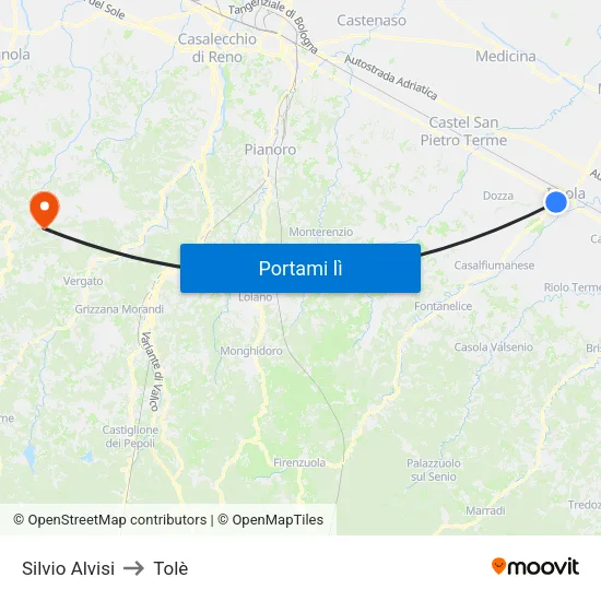 Silvio Alvisi to Tolè map