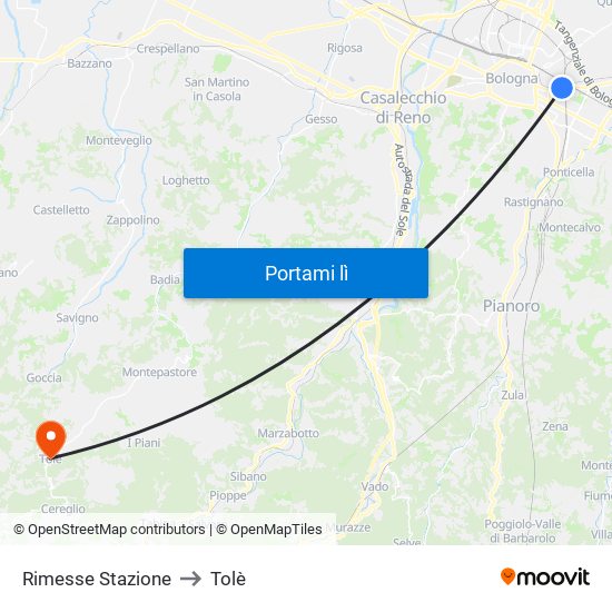 Rimesse Stazione to Tolè map