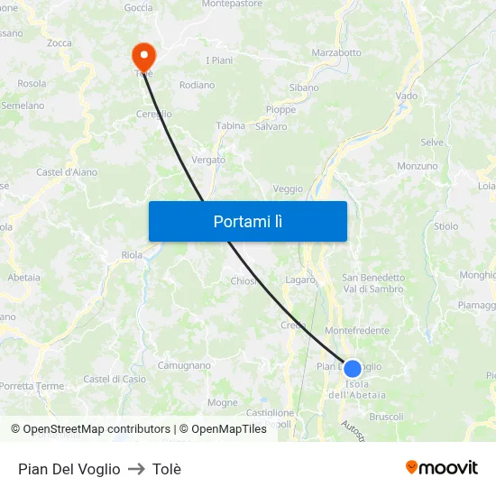 Pian Del Voglio to Tolè map