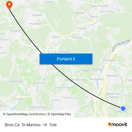 Bivio Ca` Di Martino to Tolè map