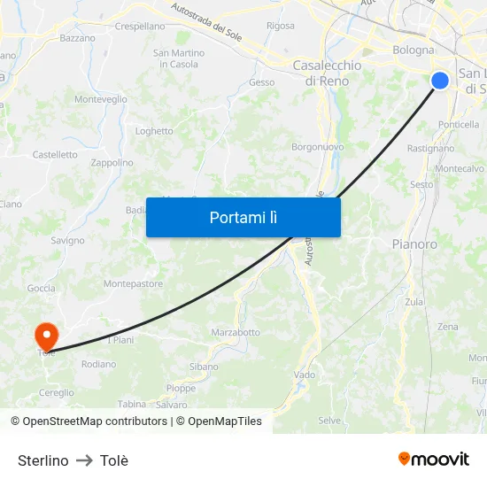 Sterlino to Tolè map