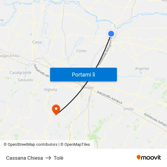 Cassana Chiesa to Tolè map