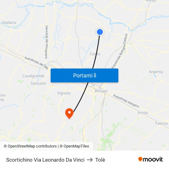 Scortichino Via Leonardo Da Vinci to Tolè map