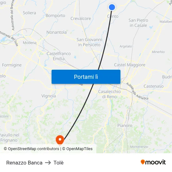 Renazzo Banca to Tolè map