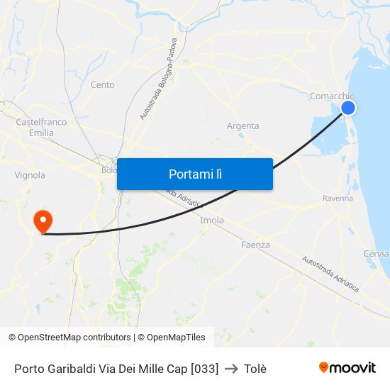 Porto Garibaldi Via Dei Mille Cap [033] to Tolè map