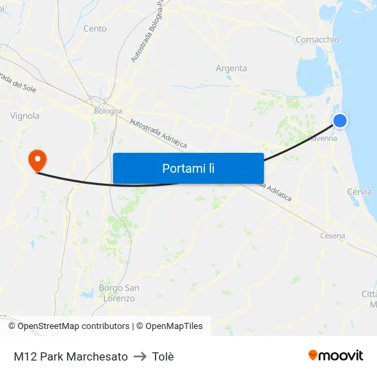 M12 Park Marchesato to Tolè map