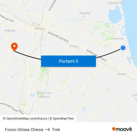 Fosso Ghiaia Chiesa to Tolè map