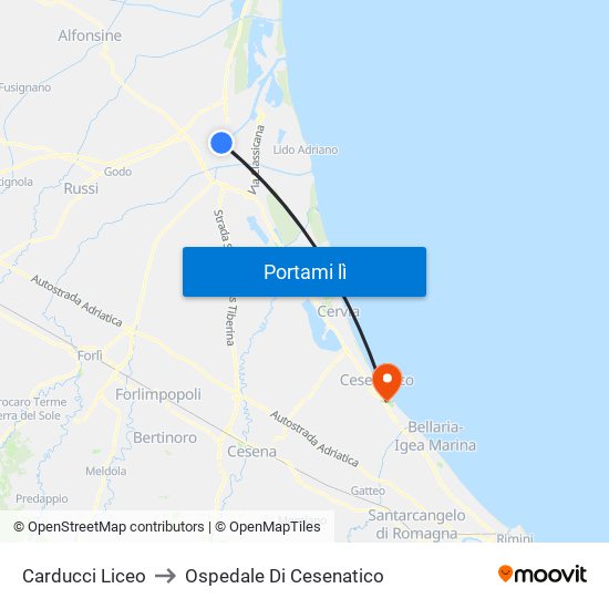 Carducci Liceo to Ospedale Di Cesenatico map