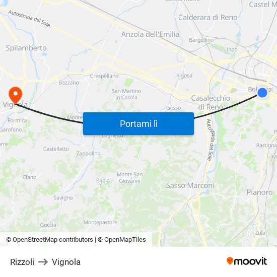 Rizzoli to Vignola map