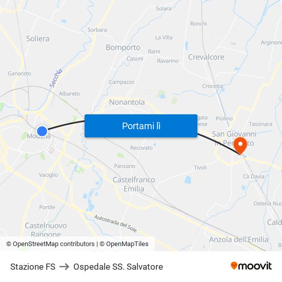 Stazione FS to Ospedale SS. Salvatore map