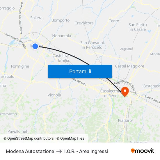 Modena  Autostazione to I.O.R. - Area Ingressi map