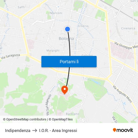 Indipendenza to I.O.R. - Area Ingressi map