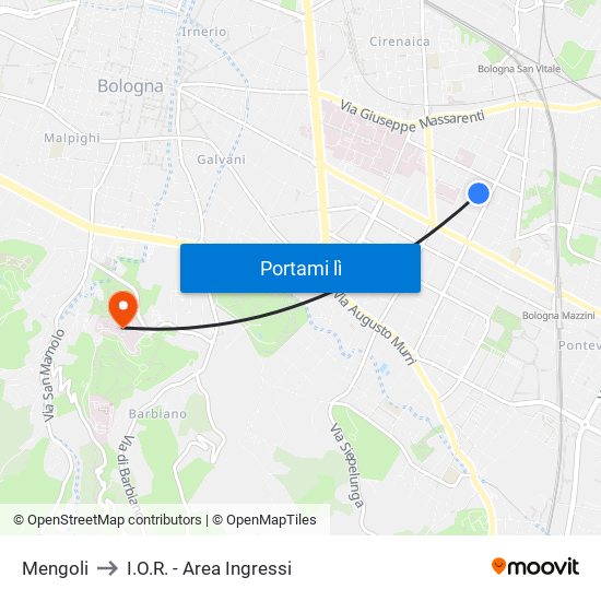 Mengoli to I.O.R. - Area Ingressi map