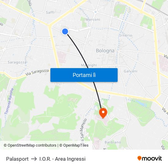 Palasport to I.O.R. - Area Ingressi map