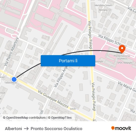 Albertoni to Pronto Soccorso Oculistico map