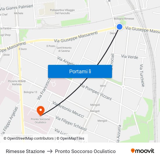 Rimesse Stazione to Pronto Soccorso Oculistico map