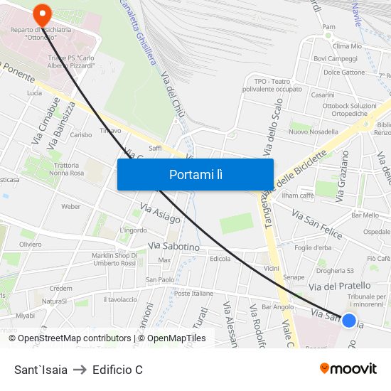 Sant`Isaia to Edificio C map