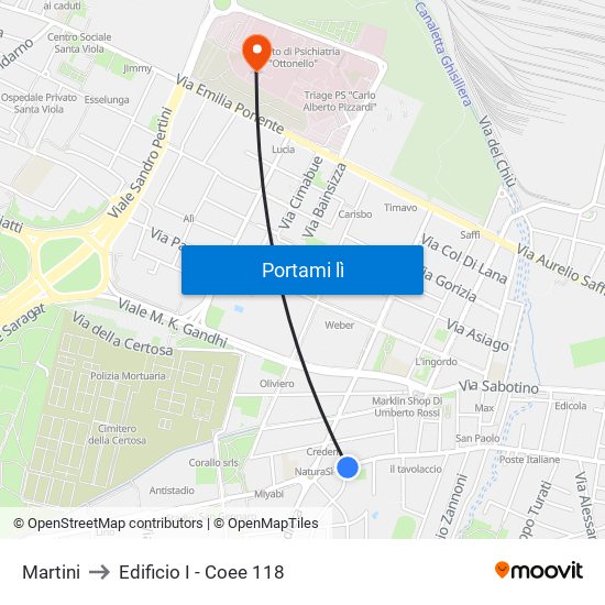 Martini to Edificio I - Coee 118 map