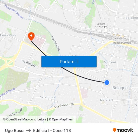 Ugo Bassi to Edificio I - Coee 118 map