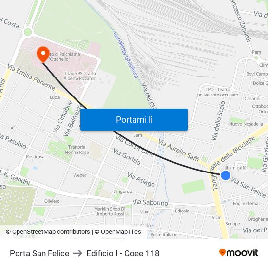 Porta San Felice to Edificio I - Coee 118 map