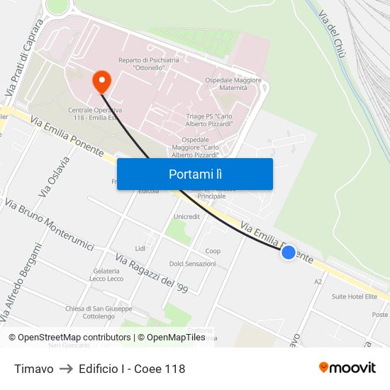 Timavo to Edificio I - Coee 118 map