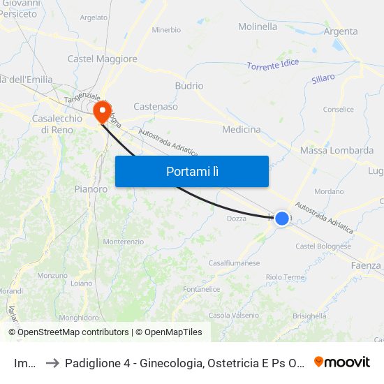 Imola to Padiglione 4 - Ginecologia, Ostetricia E Ps Ostetrico map