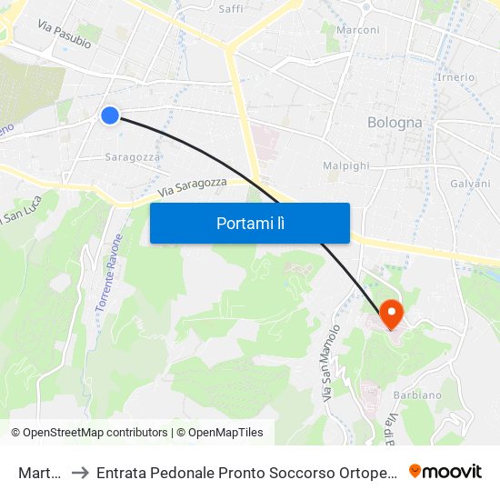 Martini to Entrata Pedonale Pronto Soccorso Ortopedico map