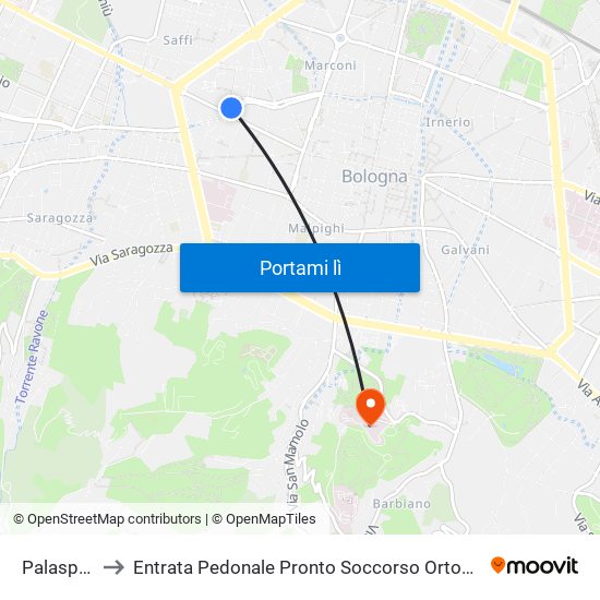 Palasport to Entrata Pedonale Pronto Soccorso Ortopedico map