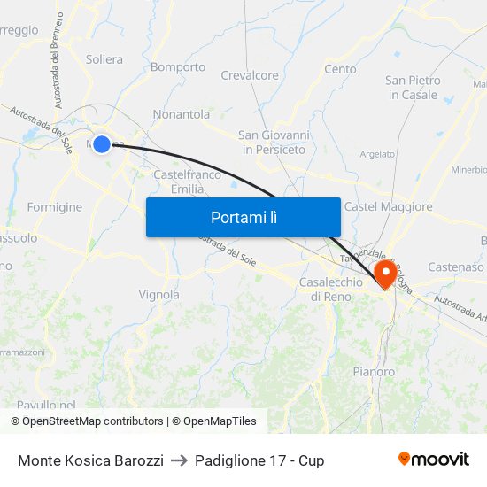 Monte Kosica Barozzi to Padiglione 17 - Cup map