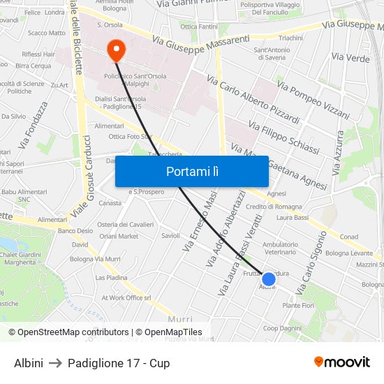 Albini to Padiglione 17 - Cup map