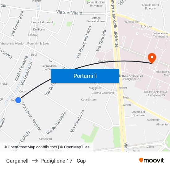 Garganelli to Padiglione 17 - Cup map