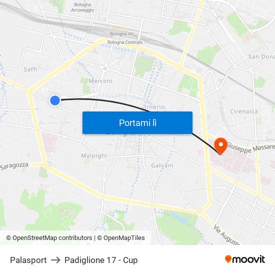 Palasport to Padiglione 17 - Cup map