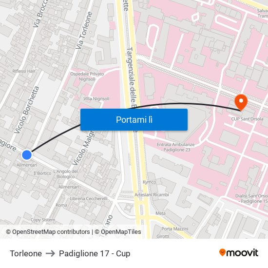 Torleone to Padiglione 17 - Cup map