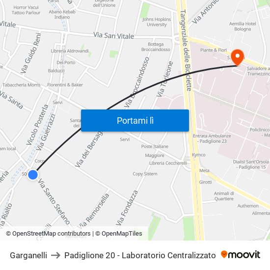 Garganelli to Padiglione 20 - Laboratorio Centralizzato map