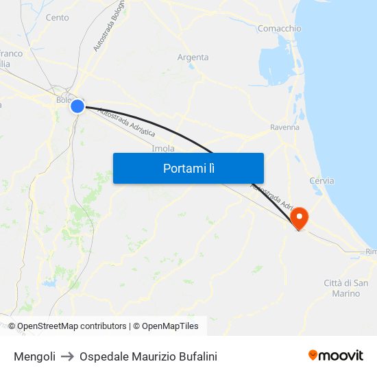 Mengoli to Ospedale Maurizio Bufalini map