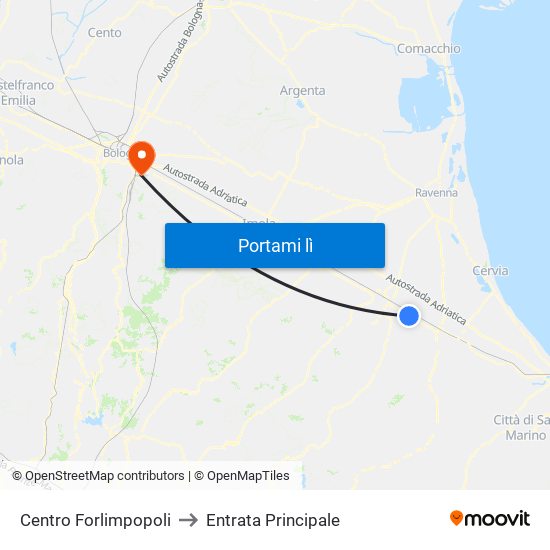 Centro Forlimpopoli to Entrata Principale map