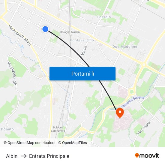 Albini to Entrata Principale map
