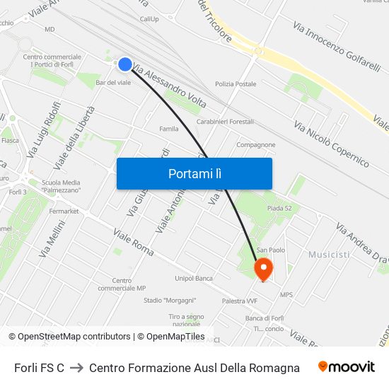 Forli FS C to Centro Formazione Ausl Della Romagna map