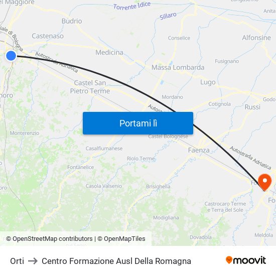 Orti to Centro Formazione Ausl Della Romagna map