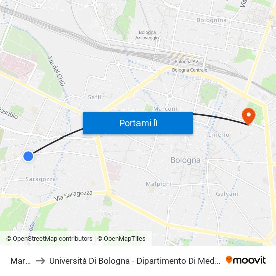 Martini to Università Di Bologna - Dipartimento Di Medicina Legale map