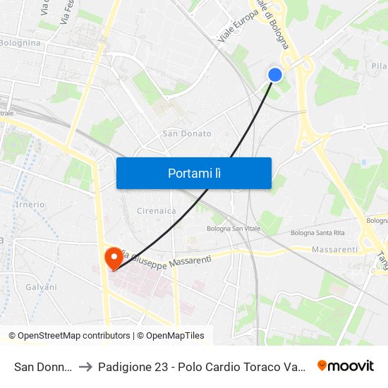 San Donnino to Padigione 23 - Polo Cardio Toraco Vascolare map