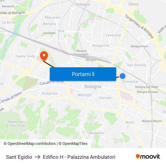 Sant`Egidio to Edifico H - Palazzina Ambulatori map
