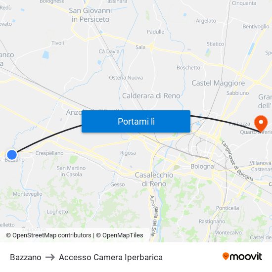 Bazzano to Accesso Camera Iperbarica map